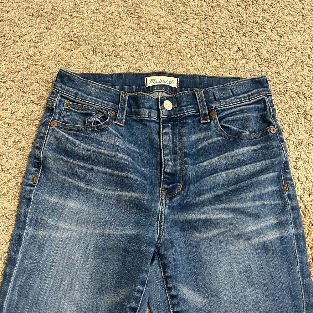Madewell Distressed Medium Blue High Riser Skinny Jeans Cotton Size 28 Preppy - Picture 2 of 11